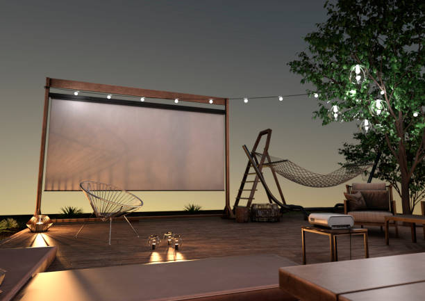 outdoor movie projector setup